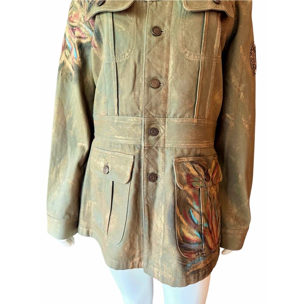 Ralph Lauren Collection Purple Label Bacall Hand Painted Utility Jacket Size 8 - Picture 3 of 16